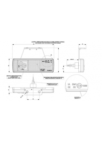 Lampa obrysowa LED z odblaskiem 12/24V pomarańczowa lewa