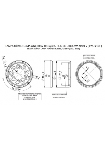 Lampa oświetlenia wnętrza okrągła 12/24V LED