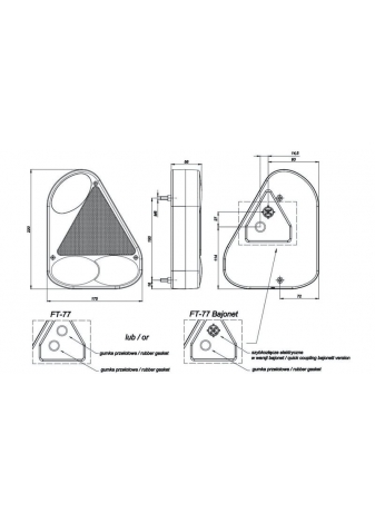 Lampa tylna z odblaskiem Bajonet FT77 Lewa i Prawa Komplet