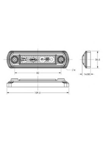 Lampa obrysowa LED na podstawie gumowej 12/24V