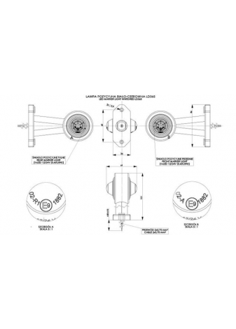 Lampa obrysowa LED biało czerwona 12/24V