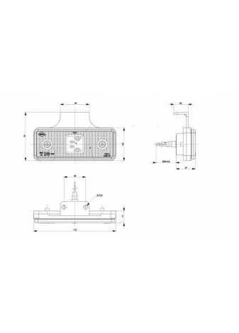 Lampa obrysowa LED z odblaskiem i wieszakiem 12/24V