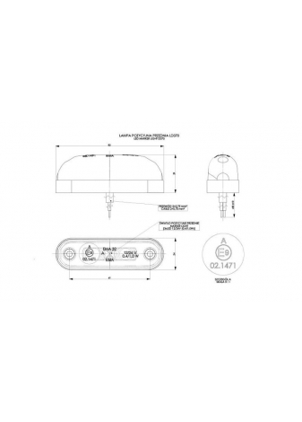 Lampa obrysowa LED owalna Biała 12/24V