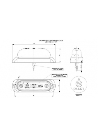 Lampa obrysowa LED owalna z podkładką 12/24V